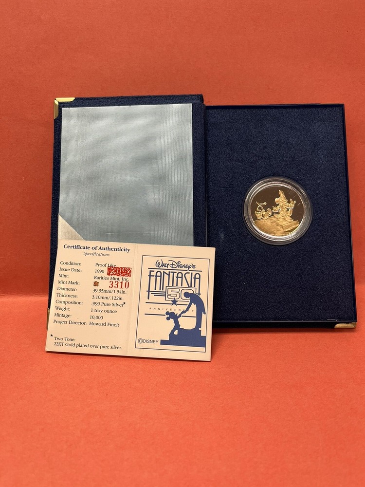 Walt Disney Fantasia 50th Anniversary Collectors Coin Rarities Sorcerer Mickey