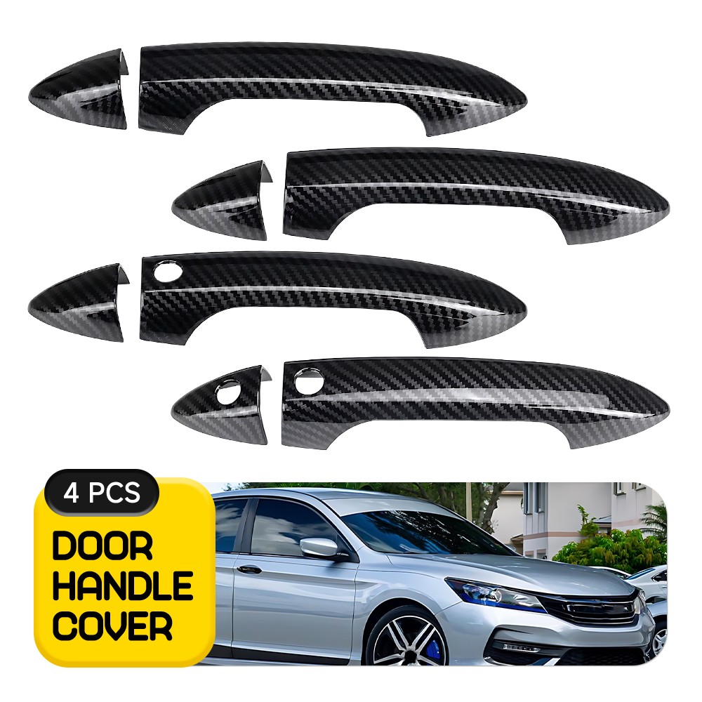 For 2016-2022 Honda Pilot Carbon Fiber Front Rear Door Handle Covers w/ Smartkey