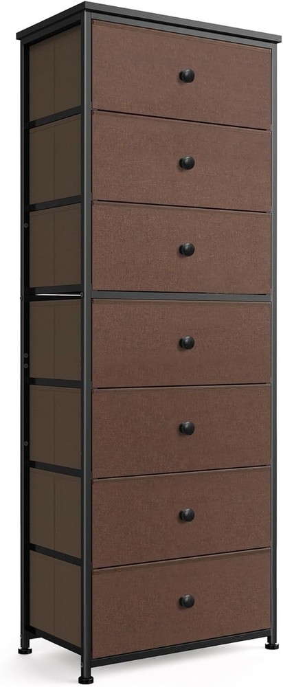 Tall Fabric Dresser for Bedroom, Vertical Storage Organizer Tower with 7 Drawers