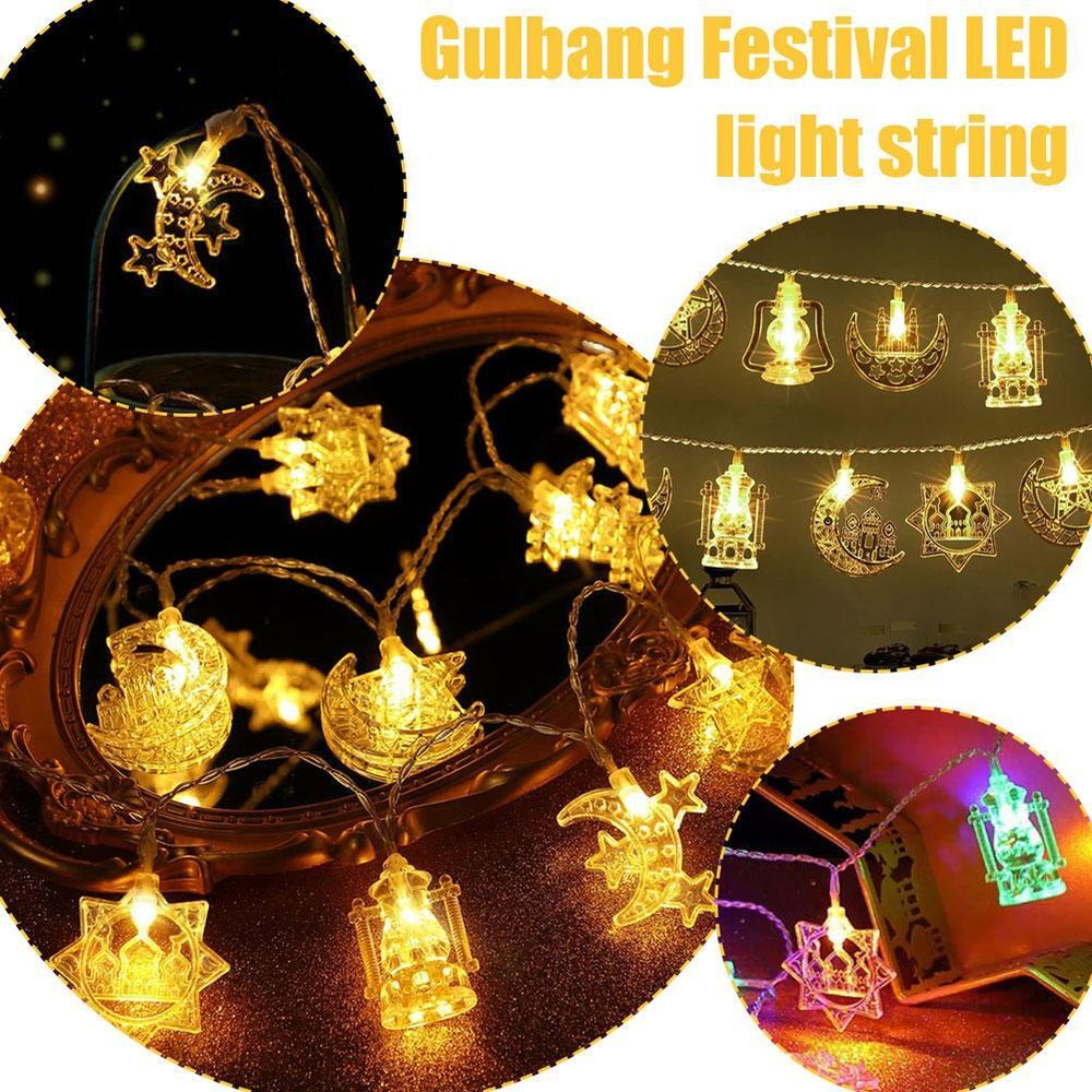 Colorful Ramadan LED Light String Moon Lantern Lights Hari Raya Room Decor T7N7