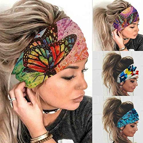 Olbye Boho Butterfly Stretch Button Headwrap Hair Band Headbands
