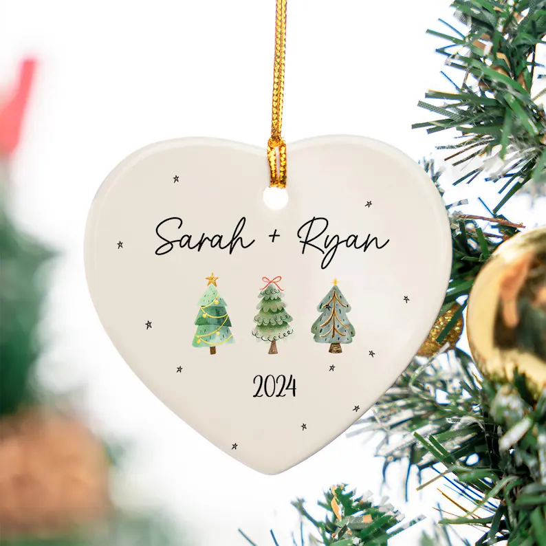Custom Couples Christmas Ornament with Names for Personal Holiday Decor
