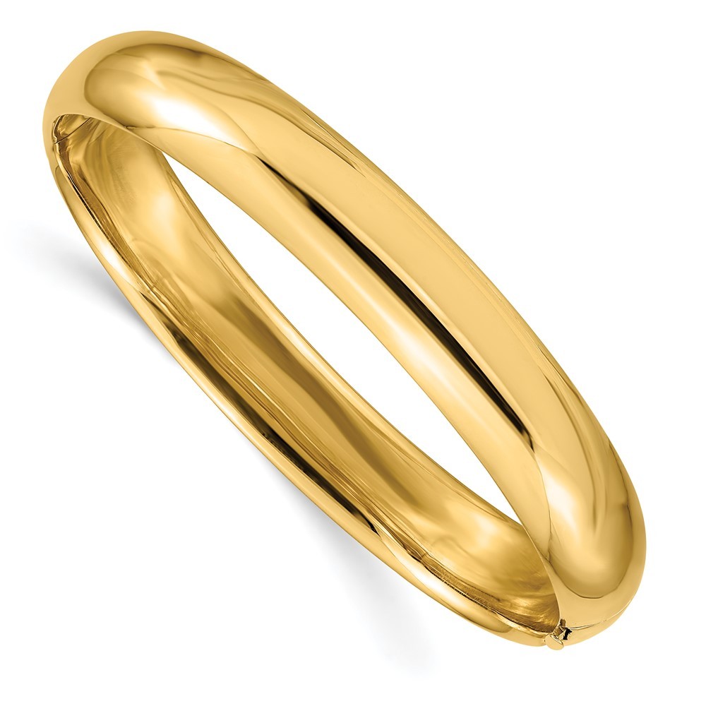 10k Yellow Gold 7/16 High Polished Hinged Bangle Bracelet 7