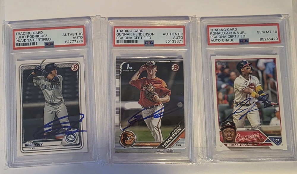 Acuña Gunner & Juilo On Card Autographed PSA/DNA CERTIFIED