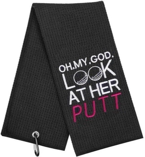 Funny Golf Towel - Oh My God Becky Look At Her Putt - Black  