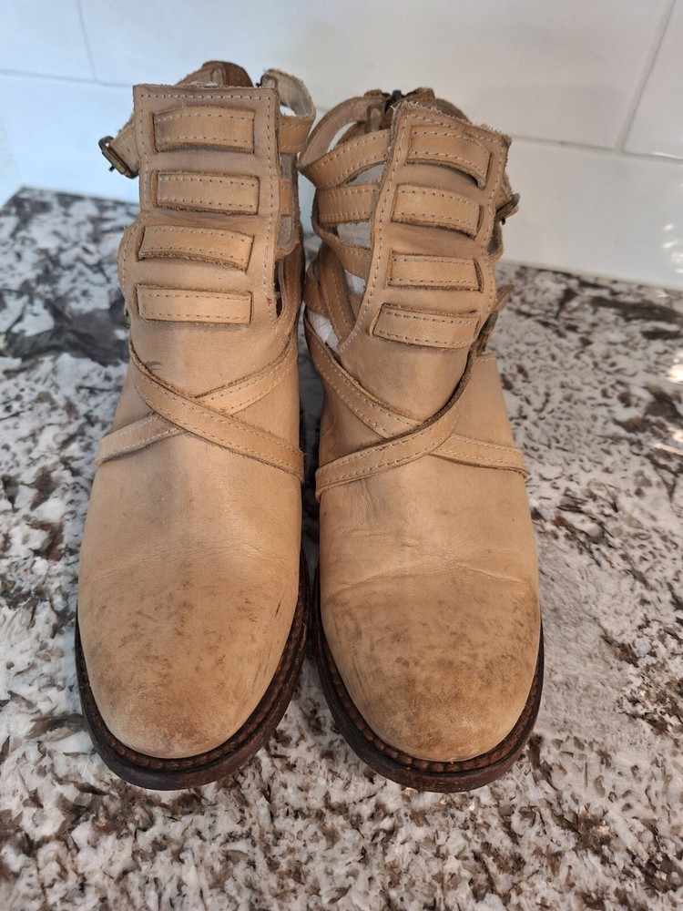 Freebird By Steven Stair Women 7 Distressed  Brown Ankle Booties Boots Shoes