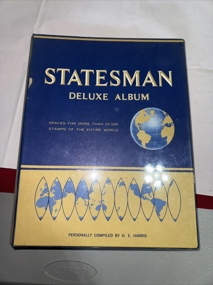H.E.HARRIS STATESMAN DELUXE ALBUM , WITH SOME M&U STAMPS (LB1)