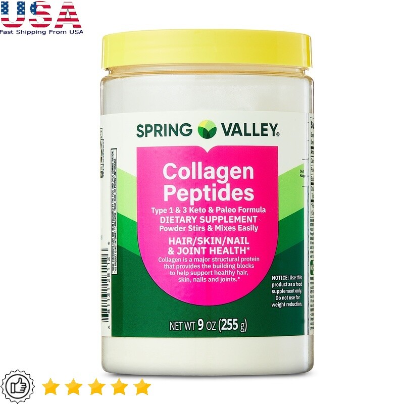 Collagen Peptides Powder Type 1 & 3 for Hair Skin Nails Joints Supplement 9 oz