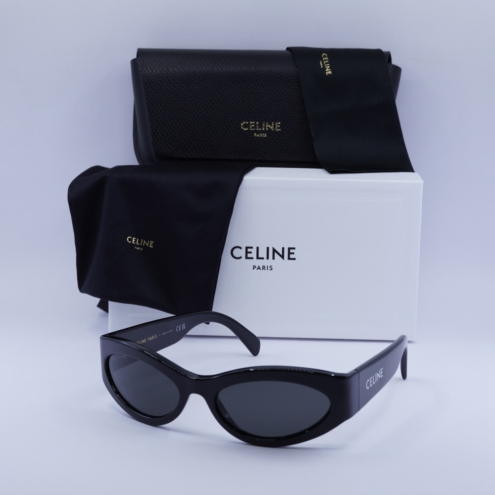 Celine CL40288I 01A Shiny Black/Grey 56-18-130 Sunglasses New Authentic