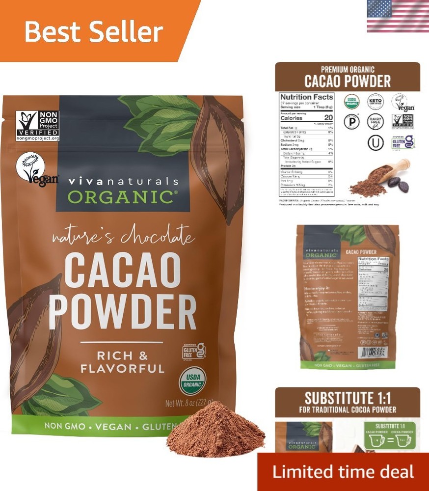 8 oz Organic Cacao Powder for Smoothies and Healthy Desserts