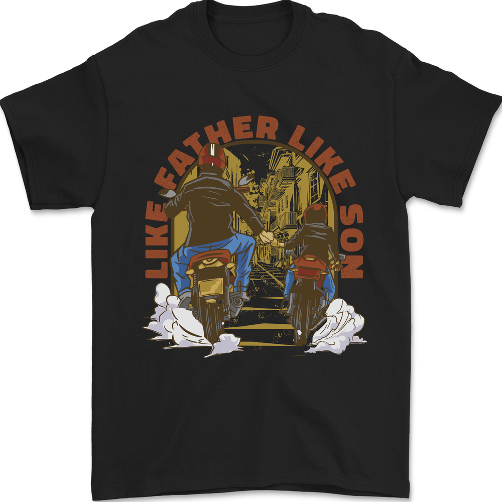 Like Father Son Biker Motorcycle Motorbike Mens T-Shirt 100% Cotton