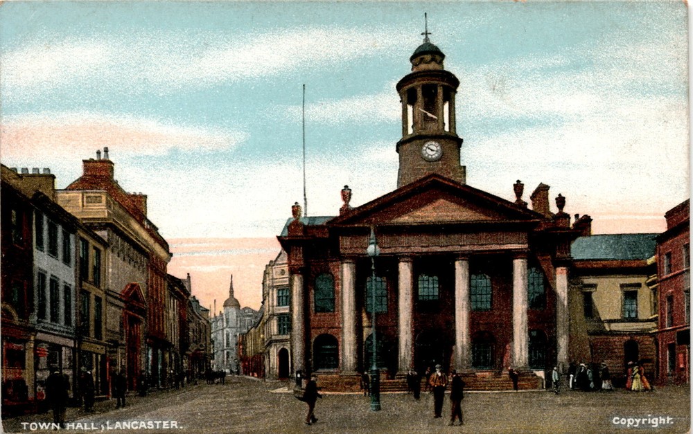 TOWN HALL LANCASTER, Copyright, COMMUNICATION, ADDRESS, STAMP, Printed Postcard