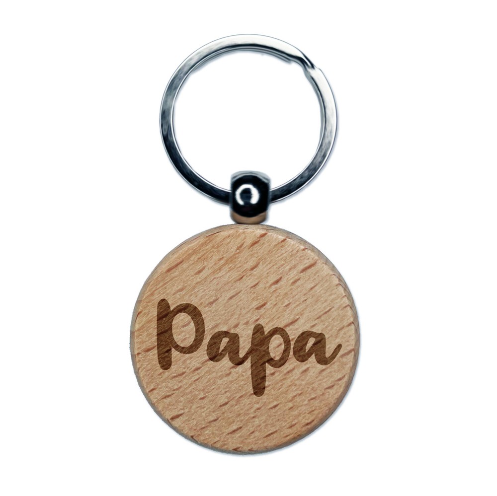 Engraved Wood Keychain for Dad with Cursive Text