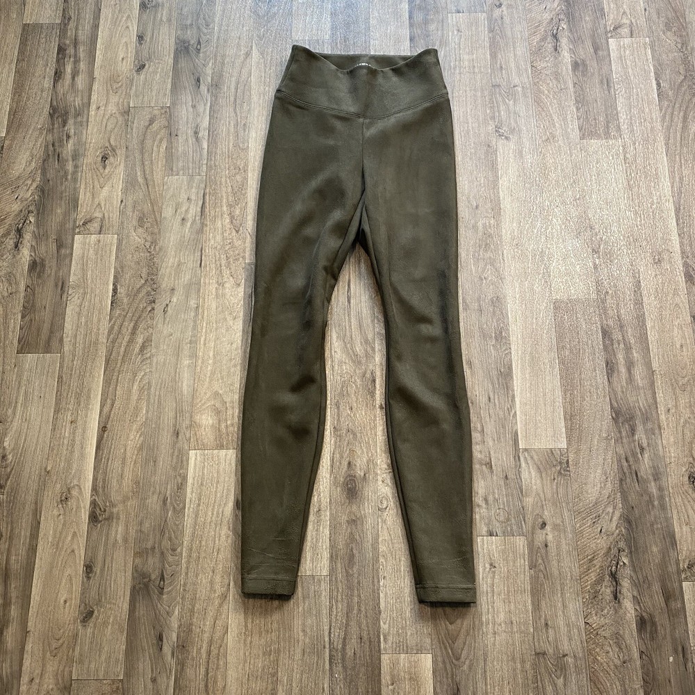 White House Black Market Runway Green Faux Suede Leggings Size 0