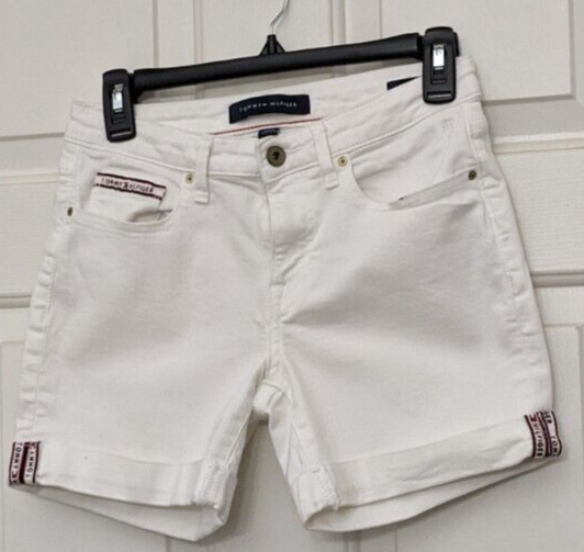 Tommy Hilfiger Womens Juniors White Shorts Size 2 Tommy Jeans