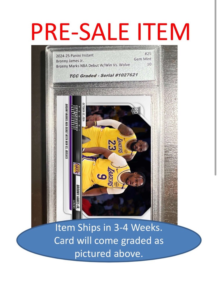 PRESALE 2024 Panini Instant Bronny James Jr  Debut TCC Graded Gem 10-image