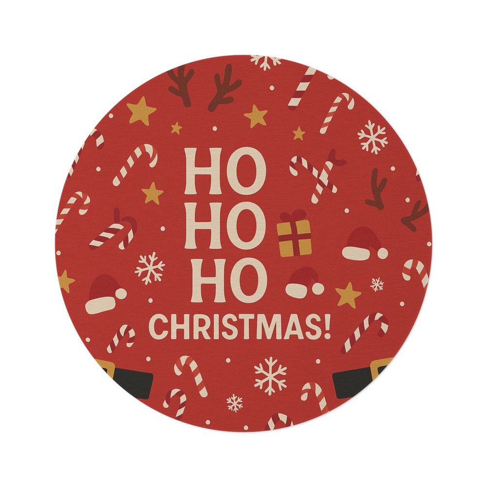 Christmas Round Rug, Candy Cane Santa Pattern, Festive Holiday Decor, Xmas Area