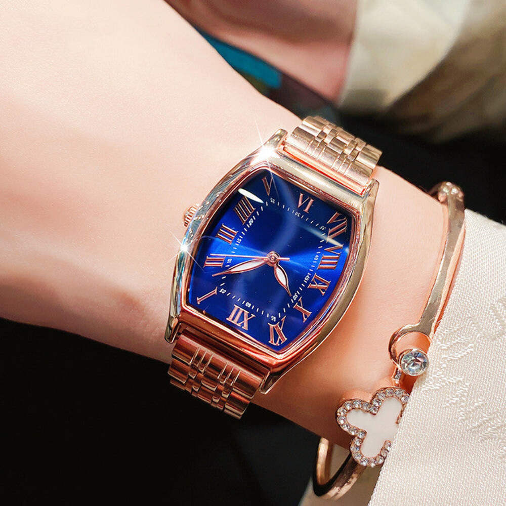 Elegant Rose Gold Stainless Steel Women's Watch with Colorful Dials