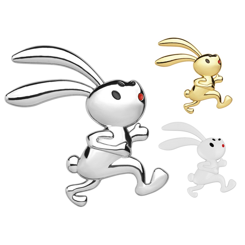 Bunny Rabbit Alloy Chrome Car Badge Decal Car Side Rear Trunk Emblem Stickers