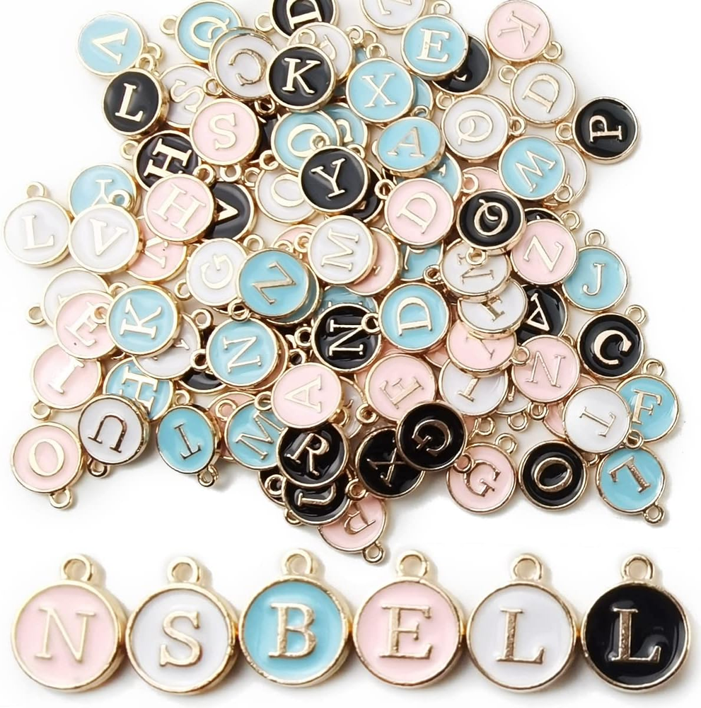 104PCS Double-Sided Letter Charms for Jewelry Making and Bracelet Initials