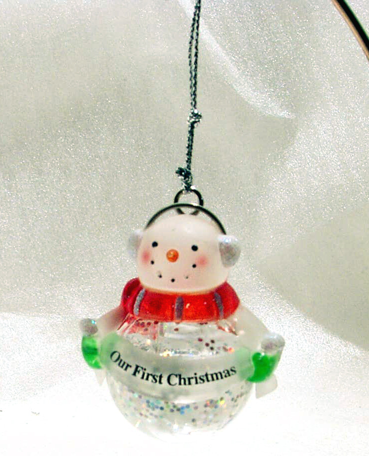 First Christmas Snowman Snowglobe Holiday Ornament
