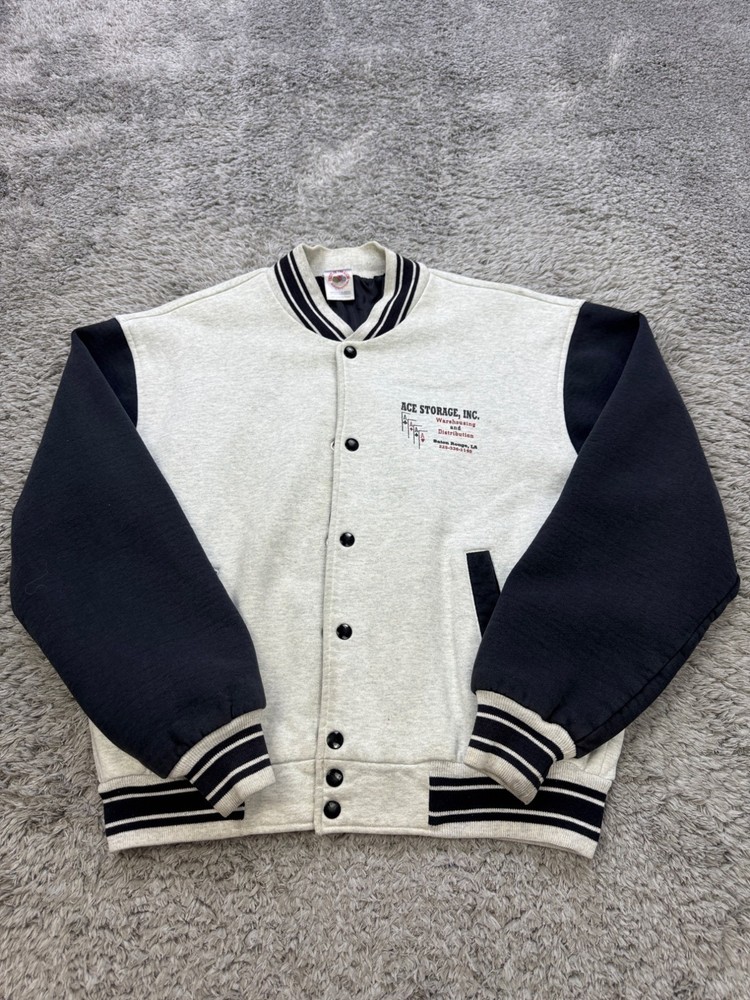 Vtg Varsity Jacket Men Large Colorblock Bomber Letterman Fruit of the Loom 90s