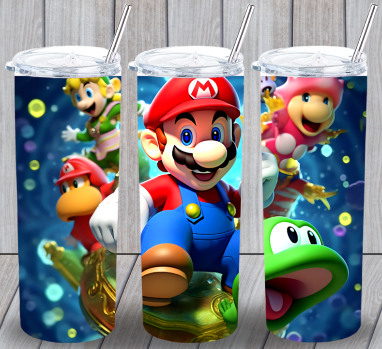 Mario #11 многоцветный изолированный стакан 20 унций с крышкой прозрачная солома новый