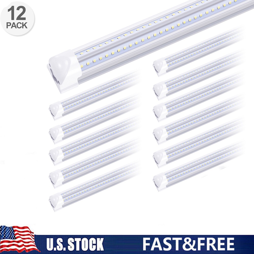 12Pack 8 Foot Led Shop Lights 8FT Led Light 72W T8 Integrated Warehouse Fixture