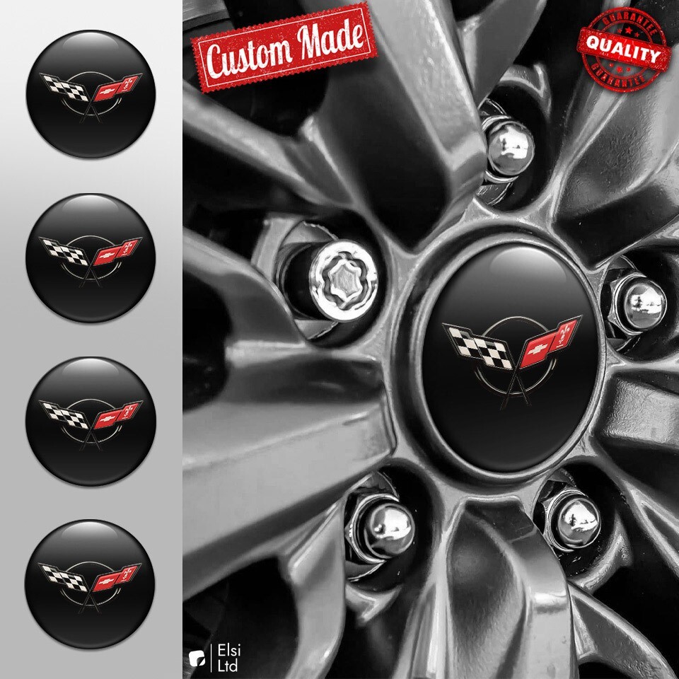 Custom C5 Corvette Wheel Cap Decals - 4-Piece Set - Premium Rim Emblems