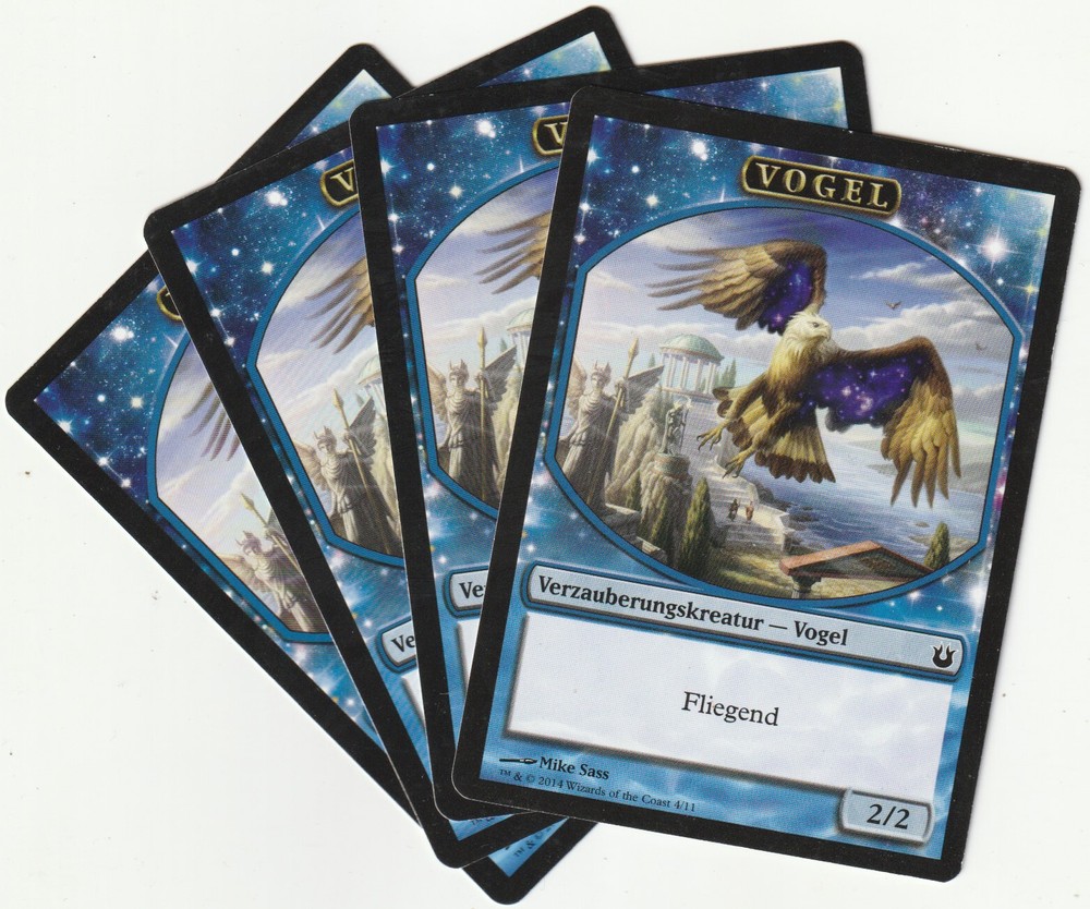 4 MTG Blue Bird Creature Tokens - MAGIC Gathering Playset Excellent  
