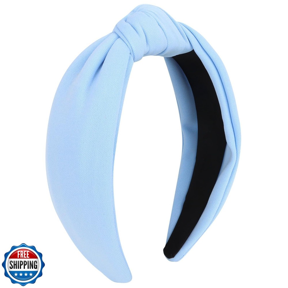 Non-slip货物的 Blue Top Knot Headband for Women with Fashionable Non-Slip Design