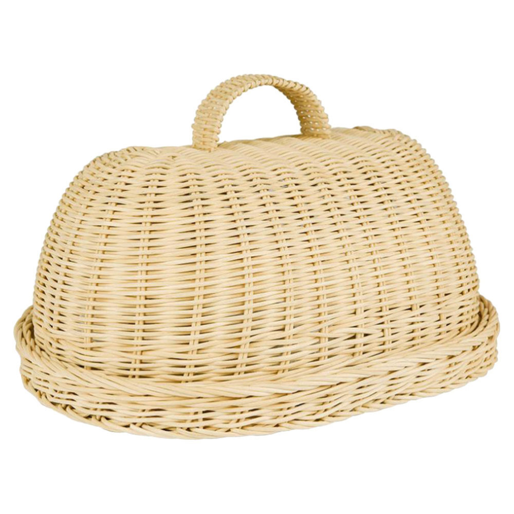 Wicker Trays with Lids Pantry Baskets Rattan Food Cover Storage