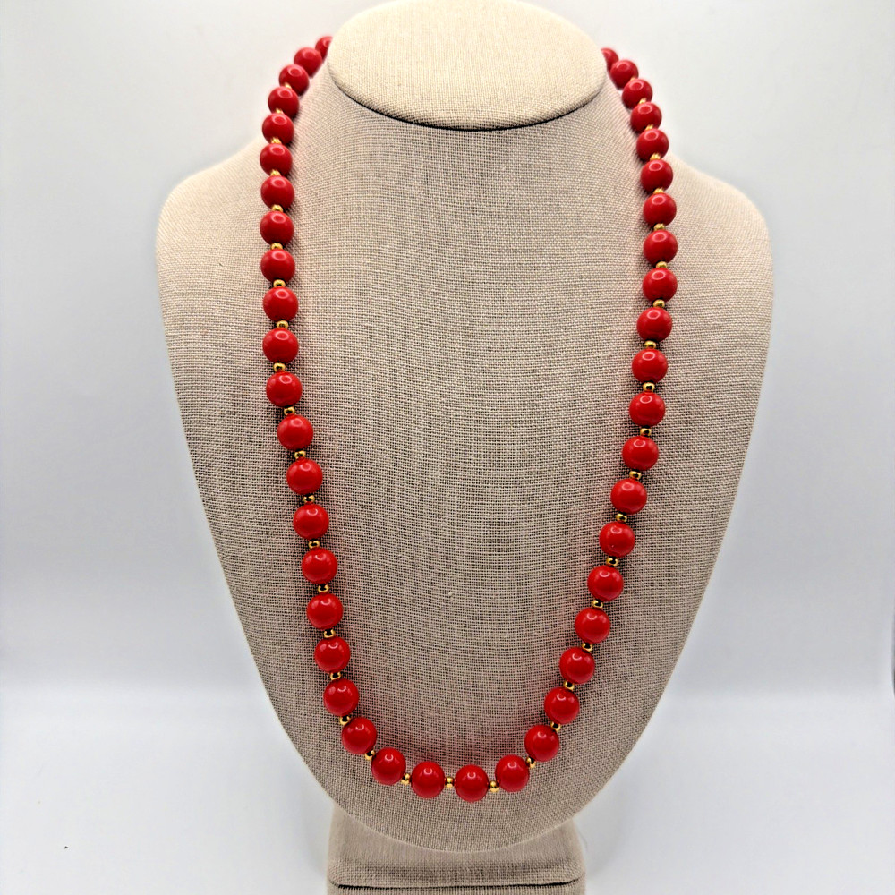 Vintage Lucite Red Beaded Necklace