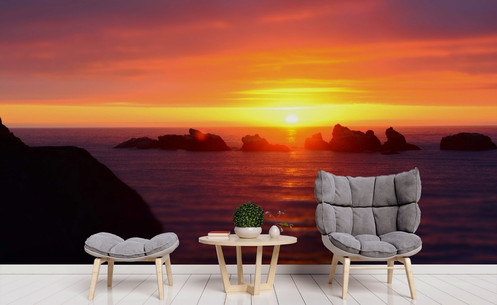 3D Sky Sea Sunset Landscape Wall Murals Wallpaper Murals Wall Sticker