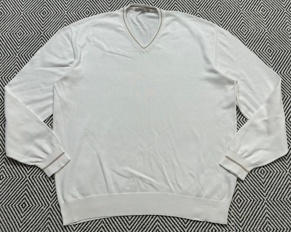 Ermenegildo Zegna Men's V Neck Sweater Size 52 L Cotton Blend SIZE XL