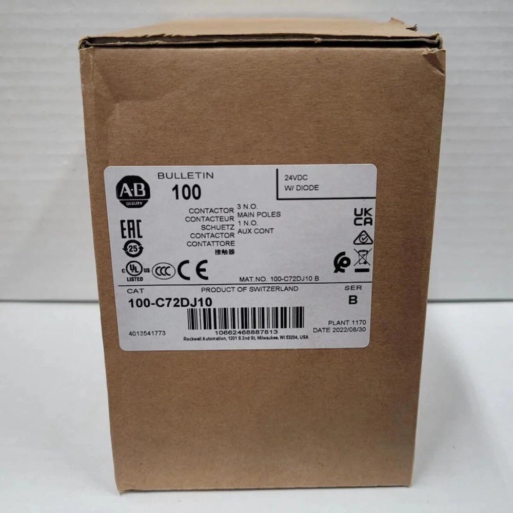 100-C72DJ10 New Allen Bradley 100-C IEC Contactor Screw Terminals Line Side