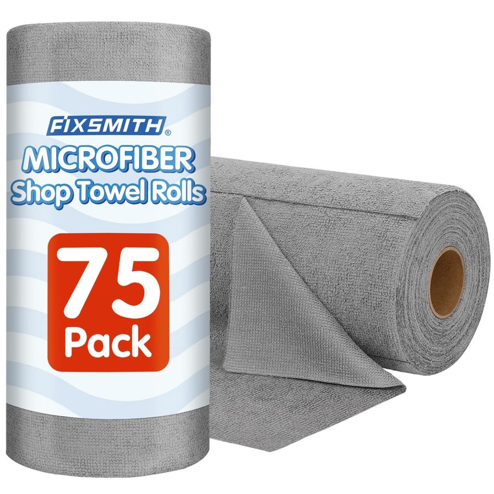 75-Pack Microfiber Cleaning Cloth Roll - Tear-Away Reusable Towels for Dusting & Polishing