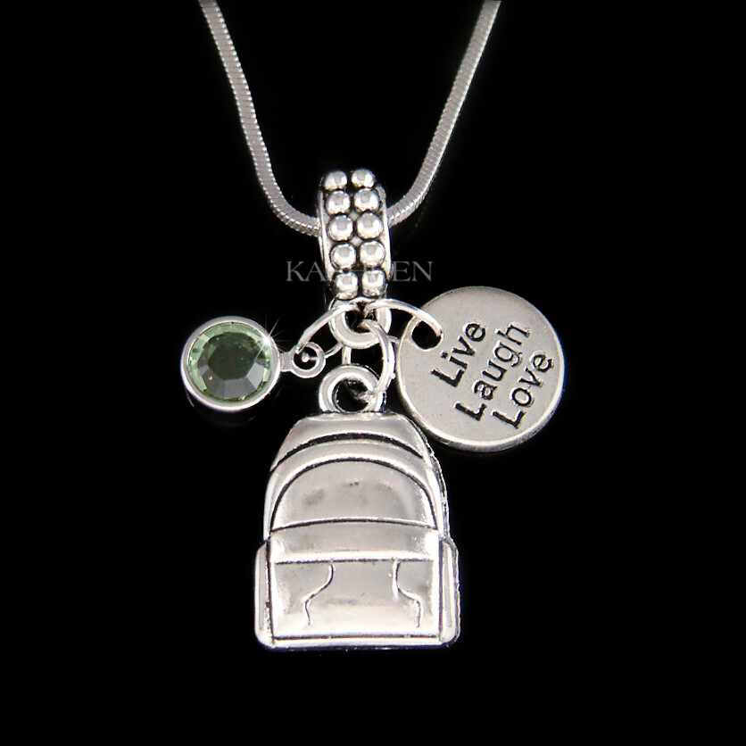 Back To School Backpack Live Laugh Love Granddaughter Bookbag Necklace Jewelry-image