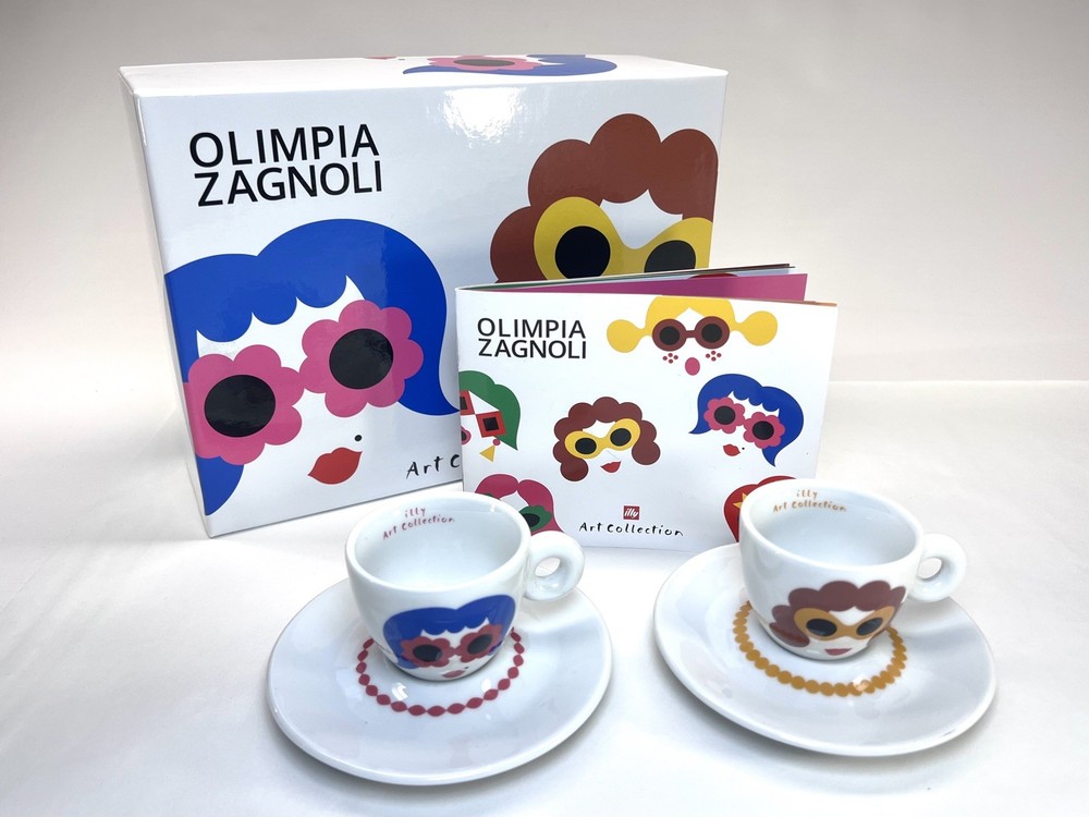 ILLY ART COLLECTION Coffee Set Olimpia Zagnoli - 2 Espresso +2 Saucers Pre-owned