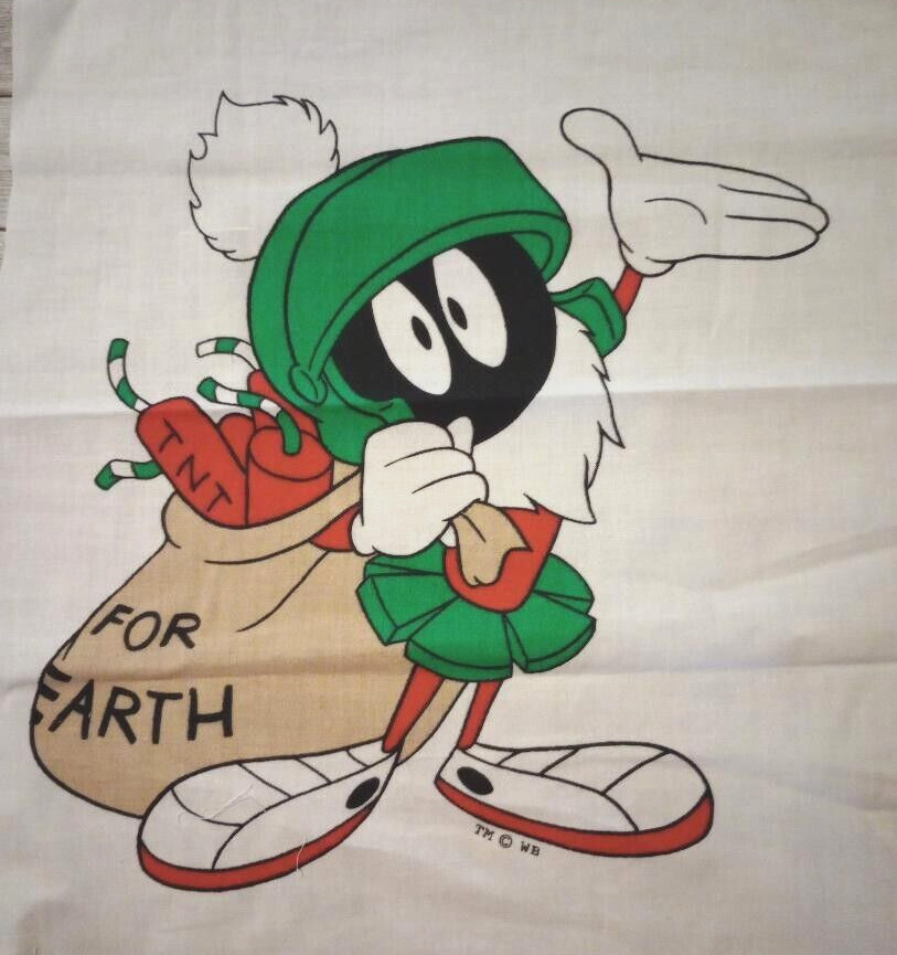 looney tunes marvin christmas fun fabric large piece 12 x 12 inch new
