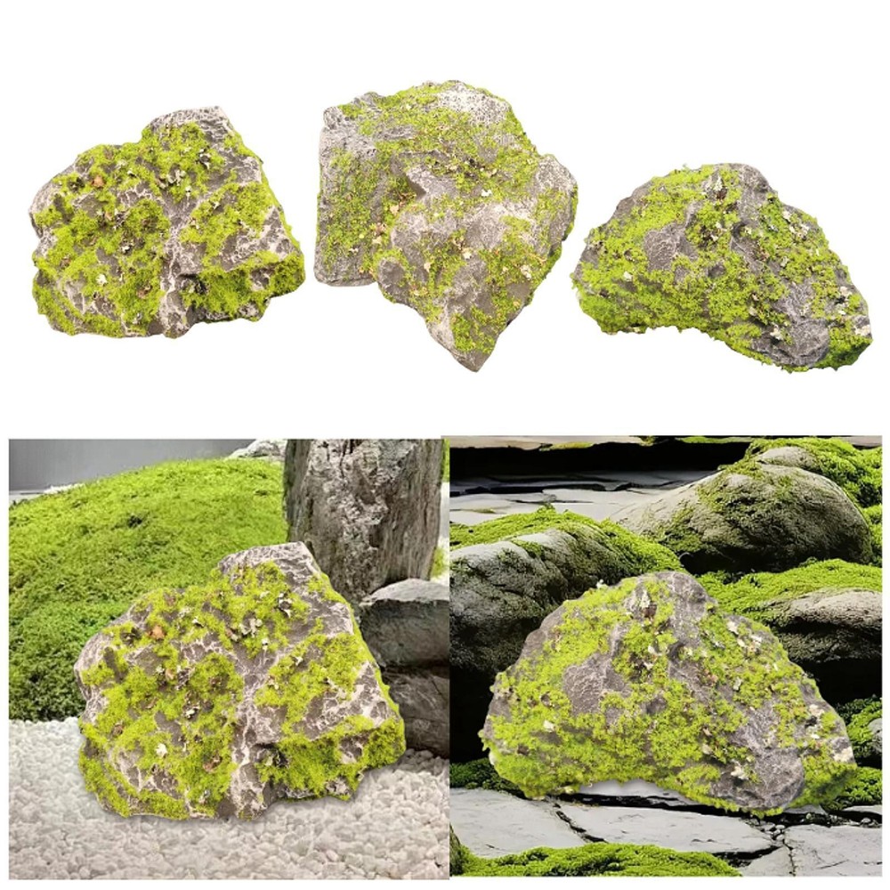 Moss-Covered Green Stone for Terrariums Miniatures & DIY Projects