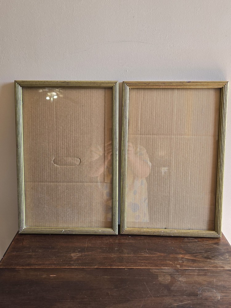Set of 2 Vintage Ornate Gold Wood Picture Frames for Shabby Chic Wall Art Gallery Decor