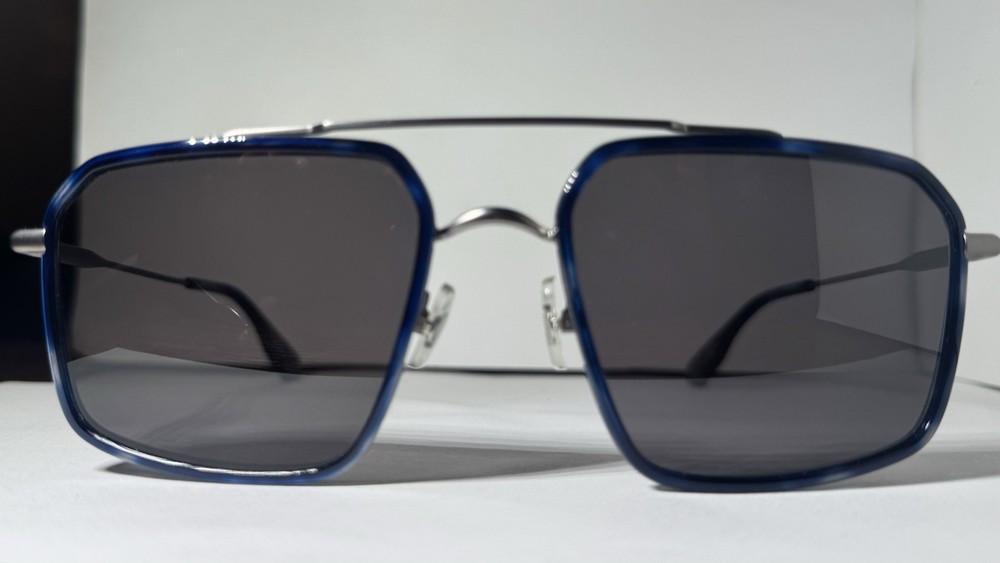 KREWE Summit  Matte Raw Stainless Steel + Indigo Tortoise Sunglasses