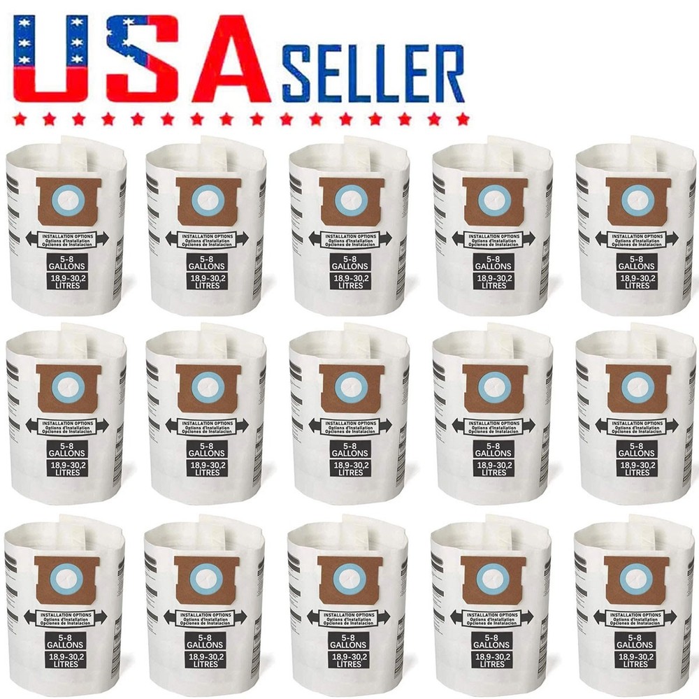 3-15pcs For Shop-Vac 90661 Type E 5-to-8-Gallon Disposable Collection Filter Bag