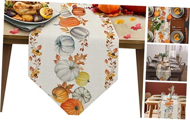 Table Runner 90 inches Long Fall Autumn 13 x 90 inches Thanksgiving Pumpkin