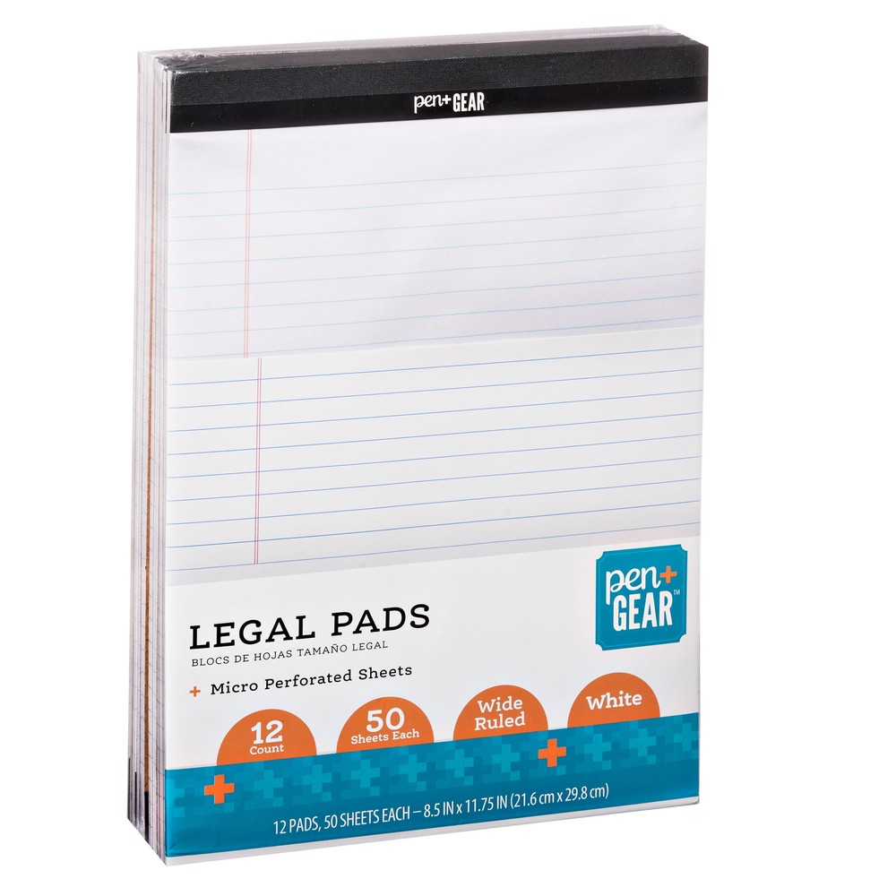 Pen + Gear Wide Ruled Legal Pads, 8.5
