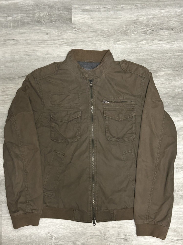 Armani Exchange AX Men’s Canvas Moto Jacket Black Full Zip Size M