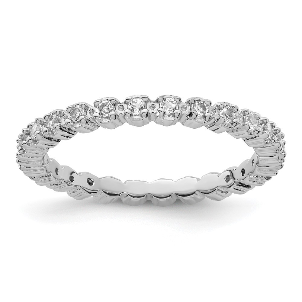 925 Sterling Silver Stackable Expressions White Topaz Ring Size 5