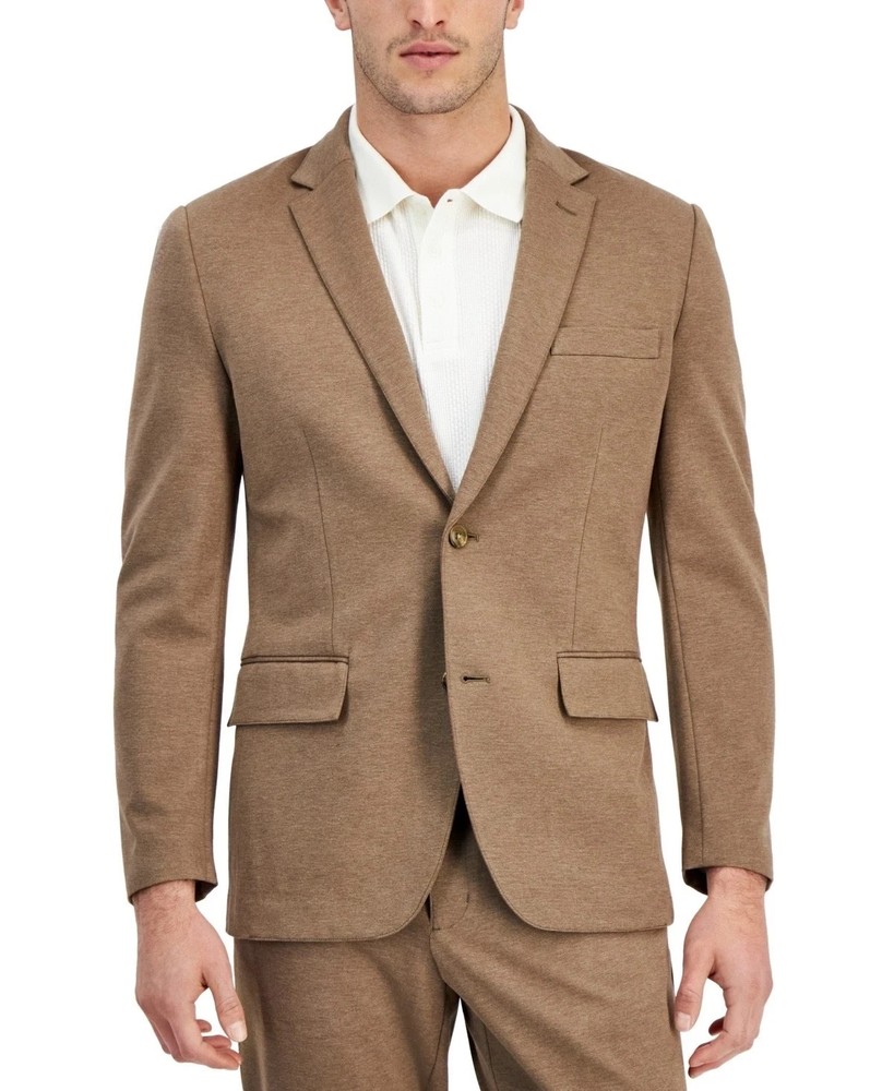Alfani Mens Modern Fit Stretch Knit Suit Jacket in Soft Mulch Heather