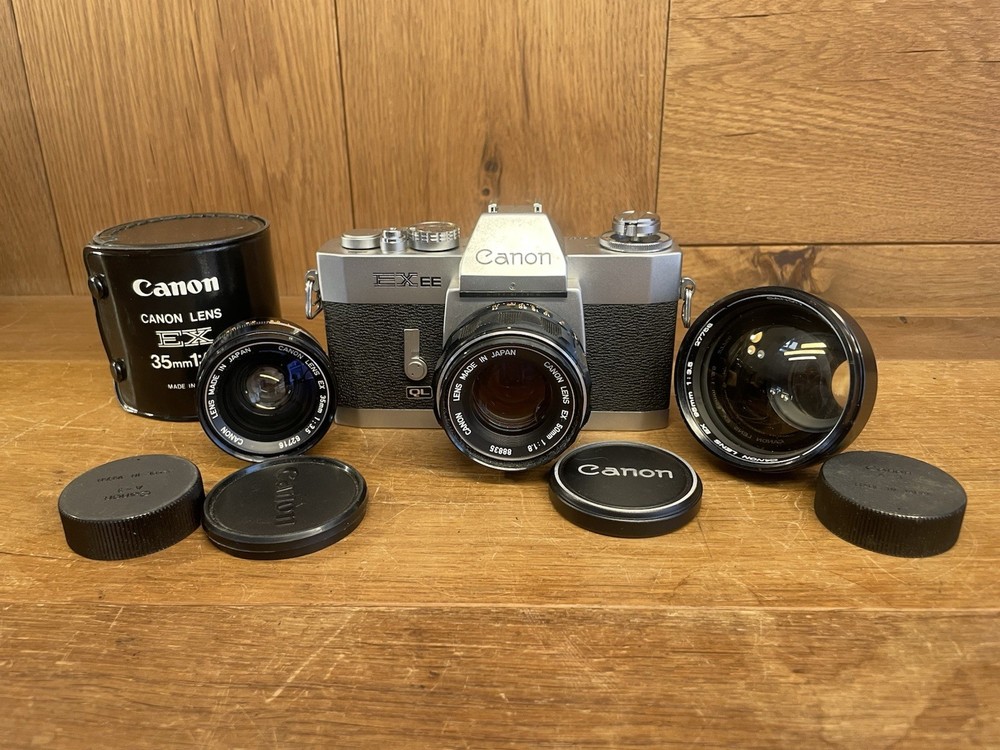 *Rare 3 Lens : Near Mint ++* Canon EX EE QL Film Camera 35 50 95mm Set From JPN